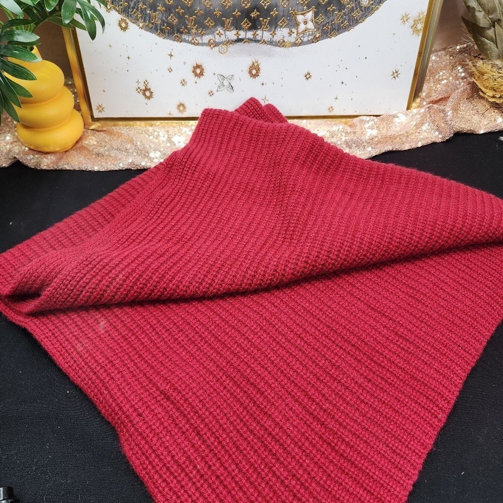 NWT AE77 CRANBERRY Premium Rib Cashmere Scarf - Picture 10 of 13